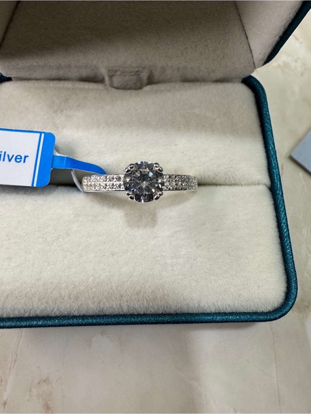 925 Sterling Silver Round CZ Solitaire Ring in Silver size 8